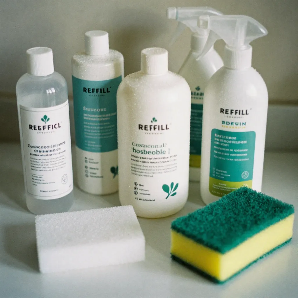 Glass bottle with natural bathroom cleaner solution